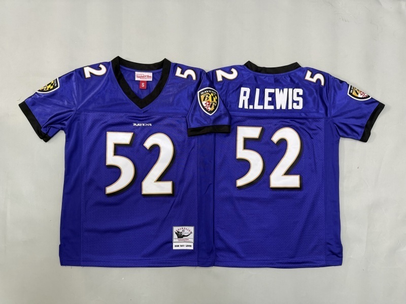 Youth Baltimore Ravens #52 R.Lewis Purple Throwback Limited Nike NFL Jersey 01